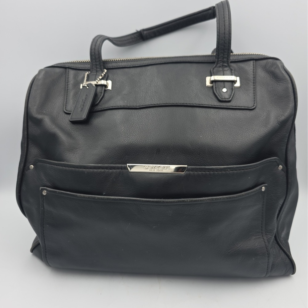 Coach New York Taylor Black Leather Large Tote Shoulder Bag Satchel Light Wear
